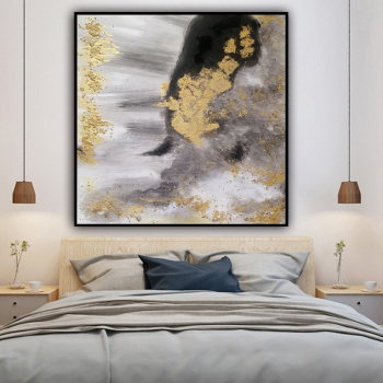 Pintura al óleo abstracta pintada a mano, decoración de sala de estar de hotel, núcleo de pintura compatible con personalización