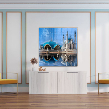 Arte de pared de paisaje marino acrílico transparente de estilo nórdico, pinturas modernas de océano azul, ballena, decoración del hogar para sala de estar