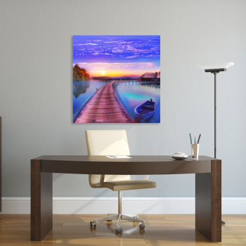 Lakeside sunset HD paisaje lienzo pintura decoración del hogar pintura sin marco