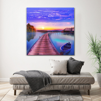 Lakeside sunset HD landscape canvas painting home decoration painting no frame