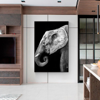 Moderno y sencillo porche pintura decorativa elefante espacio sala de estar sofá fondo pared colgante pintura pasillo atmósfera mural en blanco y negro