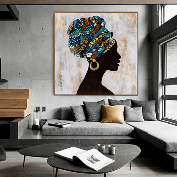 Pinturas al óleo de arte de mujer africana de lujo para decoración de sala de estar