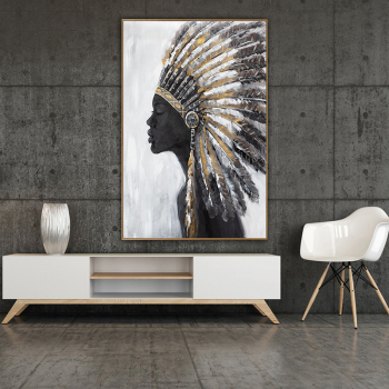 Pintura al óleo pintada a mano popular del retrato de las mujeres africanas para la decoración de la sala de estar