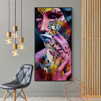 Pop art abstrait beauté toile peinture porche couloir vertical peinture décorative
