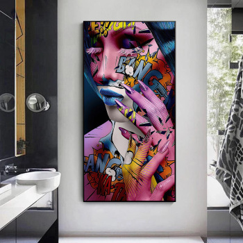 Pop arte abstracto belleza lienzo pintura porche corredor vertical pintura decorativa
