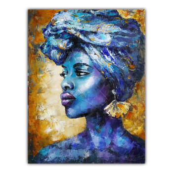 Art abstrait bleu beauté africaine toile peinture porche couloir vertical peinture décorative