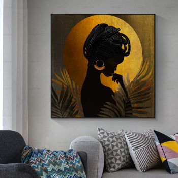 Arte de retrato femenino, póster de pared impreso a mano, foto, decoración del hogar, figura de mujer africana, pintura en lienzo hecha a mano