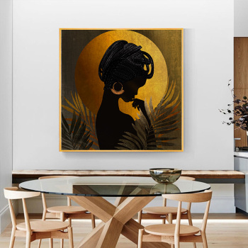 Portrait féminin Art imprimé à la main affiche murale Photo décoration de la maison femme africaine Figure à la main toile peinture