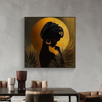 Arte de retrato femenino, póster de pared impreso a mano, foto, decoración del hogar, figura de mujer africana, pintura en lienzo hecha a mano