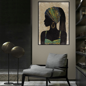 Peinture à l'huile de dame africaine 100% faite à la main Global Art sur toile