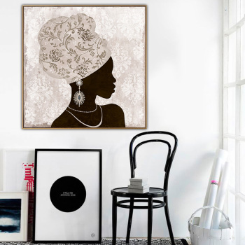 Abstraktes afrikanisches Frauenbild, dekoratives Wandkunst-Gemälde auf Leinwand, handbemalt