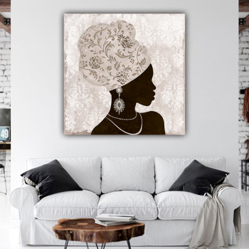 Abstraktes afrikanisches Frauenbild, dekoratives Wandkunst-Gemälde auf Leinwand, handbemalt