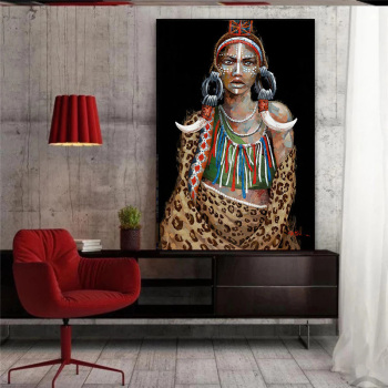Pintura al óleo sobre lienzo de mujer negra y dorada de arte africano, Cuadros, carteles e impresiones, arte de pared escandinavo, imagen para sala de estar