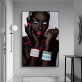Amazon vente chaude de haute qualité dame africaine peinture à l'huile toile impression Art noir femme toile photos illustration pour la décoration intérieure