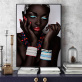 Amazon vente chaude de haute qualité dame africaine peinture à l'huile toile impression Art noir femme toile photos illustration pour la décoration intérieure