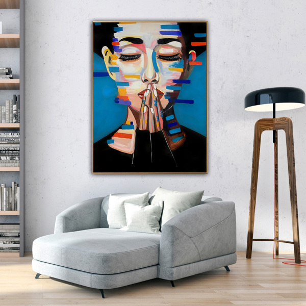 Hotel bedside decorative painting figure master bedroom modern simple and warm hanging painting living room background wall painting