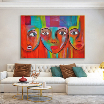 Pintura decorativa nórdica para sala de estar, estilo abstracto, pintura simple sin marco, núcleo HD, pintura en aerosol, lienzo, pintura para colgar en la pared
