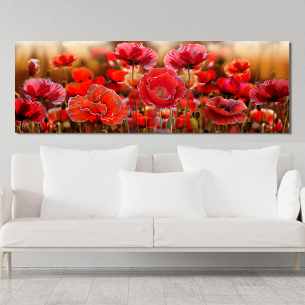 Long pair of flower landscape canvas painting sofa background wall decoration painting without frame