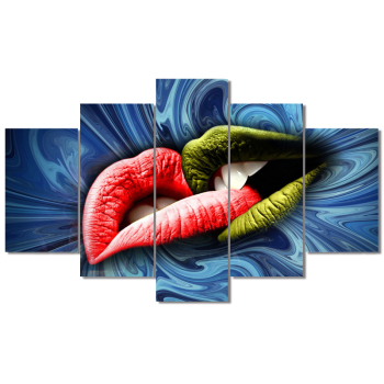 Cinco juegos de pinturas de labios rojas y verdes se pueden personalizar pinturas colgantes sin marco