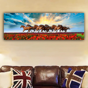Spray painting horses on the grassland canvas painting home decoration painting