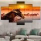 Окрашенная картина на холсте, 5 комплектов, комбинированная живопись, лошадь, группа, украшение для дома, картина под закатом
