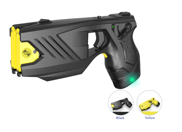 What is the effective distance and action time of the stun gun?