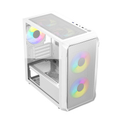 White Gaming Mesh Panel Computer Case Factory Wholesale Micro ATX Gaming pc case Glass Side Game case