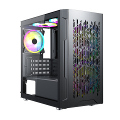 MATX Gaming computer case Mesh panel PC Case tempered glass side panel gaming pc case