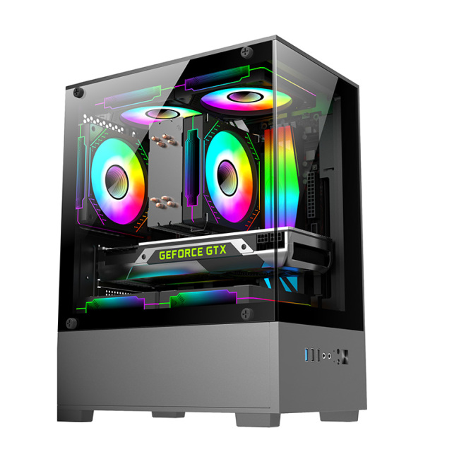 Full View Micro Gaming Case Mid tower Computer Gaming PC Case Tempered Glass Desktop CPU Cabinet