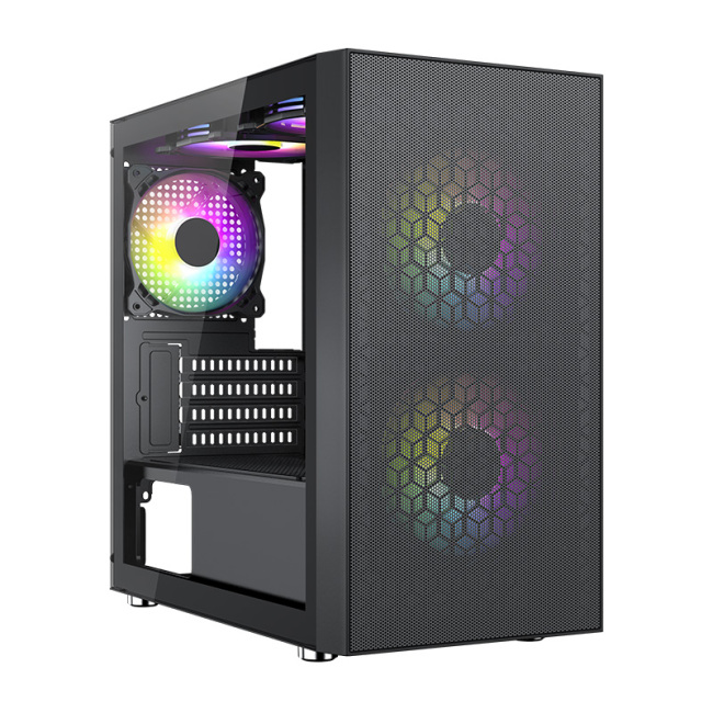 ABS Mesh Panel Gaming PC Case Micro ATX Mid Tower Gaming Computer Case Glass Desktop Computer Cabinet