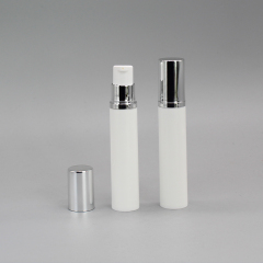 DNAP-509 Custom 10ml White PP Plastic Round Ailress Pump Bottle with Silver Lid
