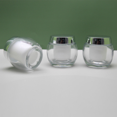 DNJB-513E 50g ball shape clear refillable glass double wall jar refill glass cosmetic jar