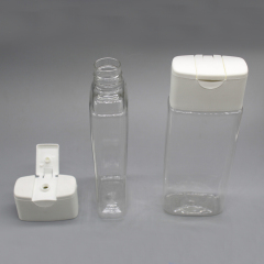 DNPET-504 200ml Square Clear Shampoo PET Bottle with White Flip Top Cap