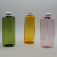 DNBL-532 500ml high quality clear colored square pet bottle with proof cap