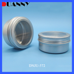 DNJU-572 Round Aluminum Jar with window see-through lid