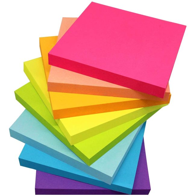 Notas adhesivas de colores brillantes (paquete de 8)