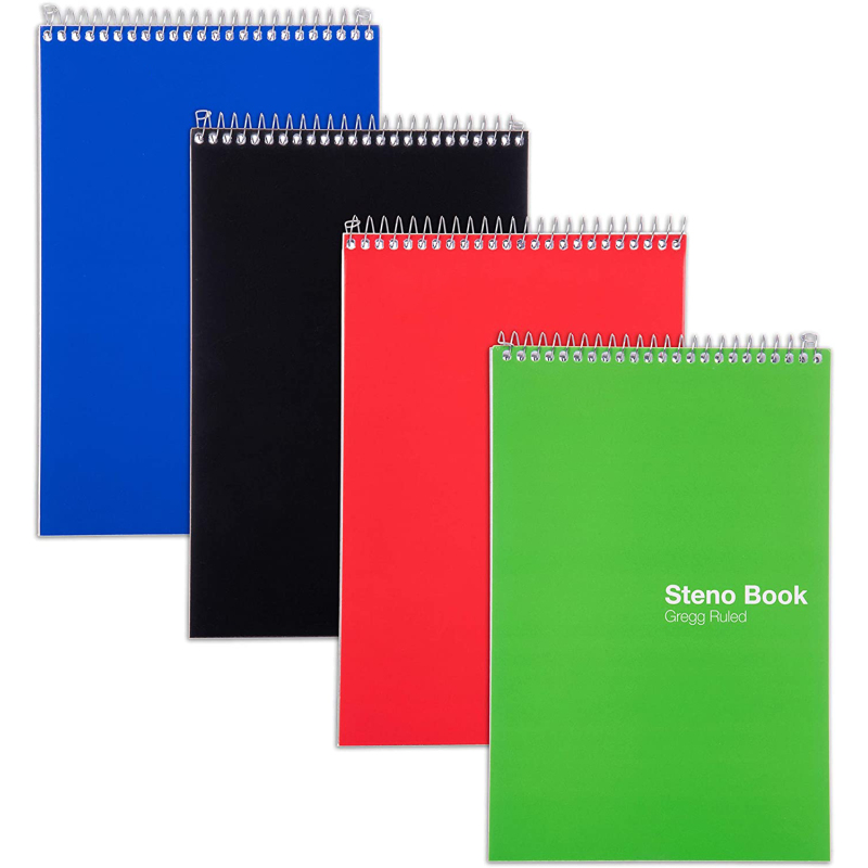 Office Steno Book - (Couleurs pastel, 4 blocs/paquet, Gregg Ruled)