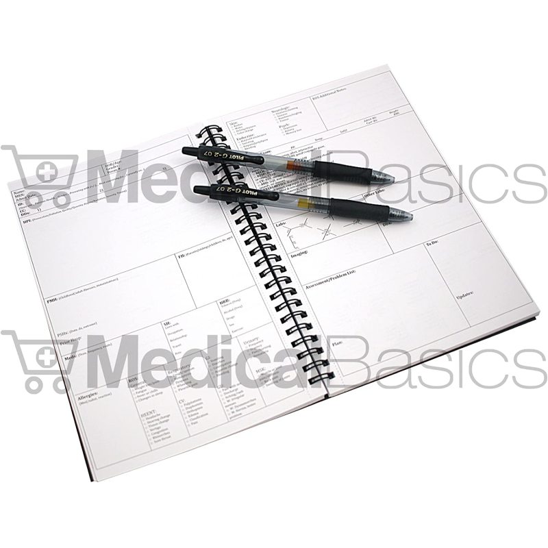 Cuaderno H&P: historial médico y cuaderno físico, 100 plantillas médicas con perforaciones