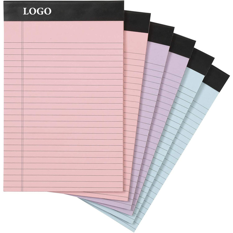 Blocs de notas Basics, con rayas estrechas, papel rosa, orquídea y azul, paquete de 6