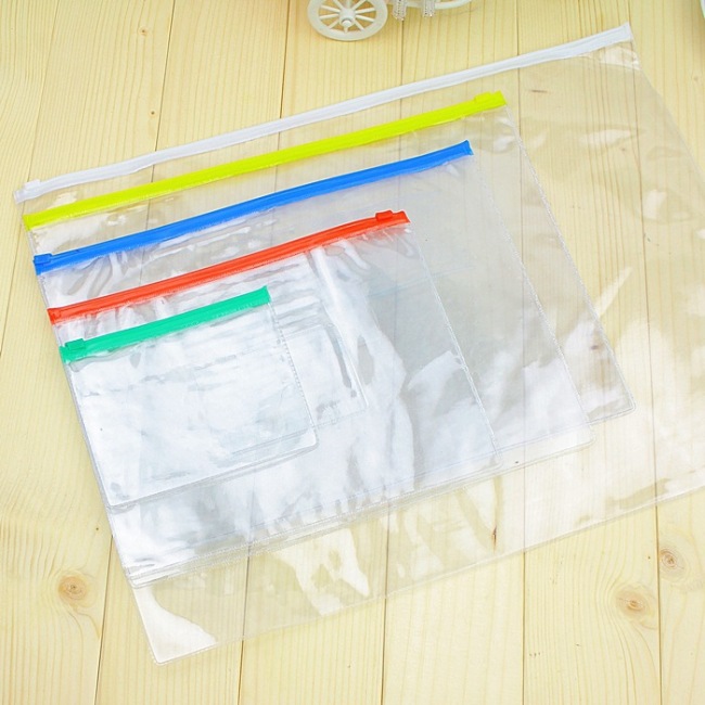 Bolsa de archivo transparente de PVC A4 con cremallera