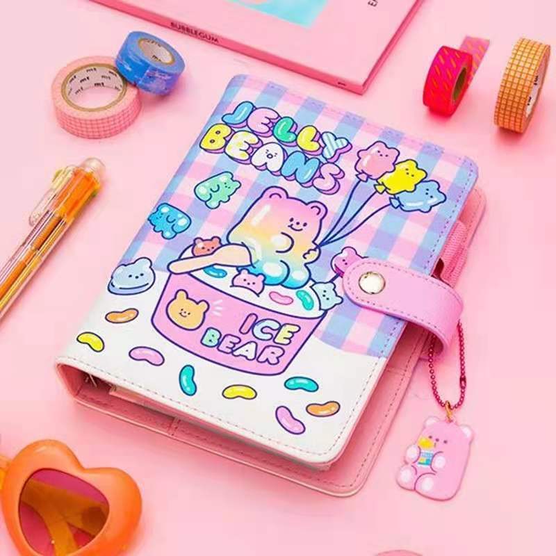Fashion Pink Cute Girl Hard Cover A6 Spiral Planner Notebook  for Students