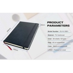 2021 Top Custom Color Logo  PU Leather Hard Cover Notebook with Elastic Band