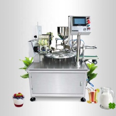 Fully Automatic Yogert Ice Cream Liquid Plastic Turntable Cup Filling Sealing Machine