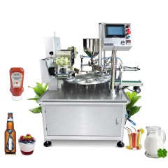 Automatic good quality rotary yoghurt cup filling sealing packing machine