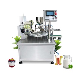 Automatic good quality rotary yoghurt cup filling sealing packing machine