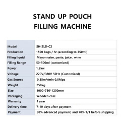 Plastic food drink milk juice water standup pouch filling machine spout pouch filling and capping machine