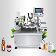 Fully Automatic Yogert Ice Cream Liquid Plastic Turntable Cup Filling Sealing Machine