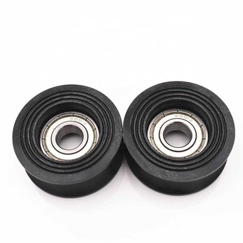 Pulley supplier black plastic roller wheel 6001zz bearing nylon pulley for sliding window 12*49*20mm