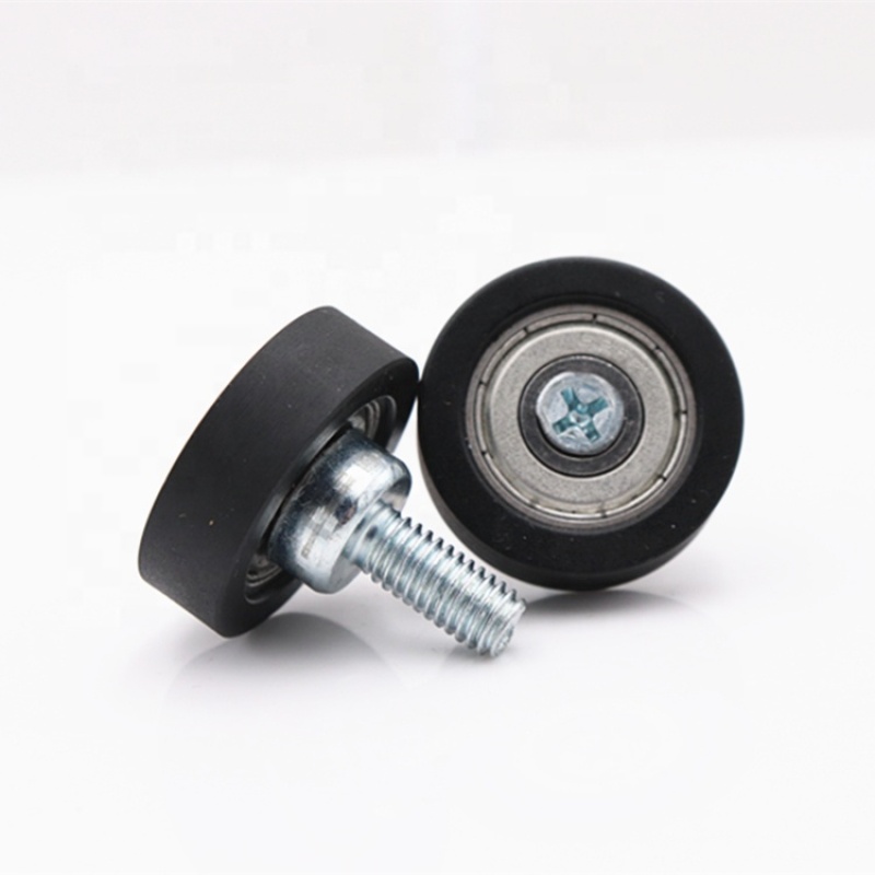 6*26*3.5mm 626 zz bearing with M6 screw PU material roller wheel for vending machine