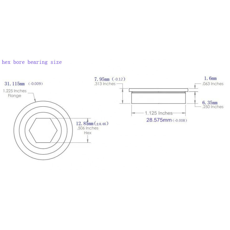 Heavy Duty Flanged ball bearing FR8ZZ bearing 1/2 inch hex bore bearing FR8ZZ for robotics championship